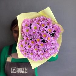 Букет из 9 розовых кустовых хризантем